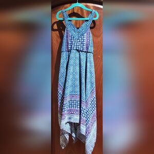 Charming Blue Patterned Kids Maxi Dress